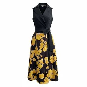 Rickie Freeman Teri Jon Tuxedo Floral Midi Dress Size 2